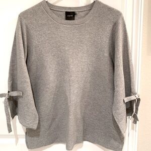 Cliche Gray Ribbed Bow Sleeve Tunic Sweater Size Medium New